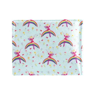 Fairy with Rainbow Print Pattern Men's ID Card Wallet