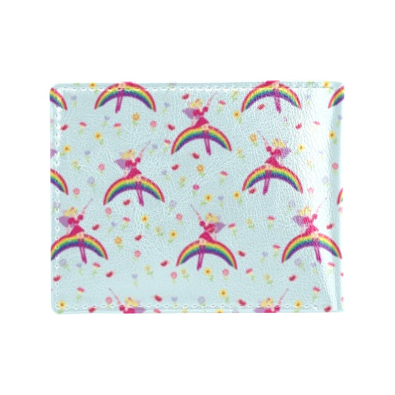 Fairy with Rainbow Print Pattern Men's ID Card Wallet