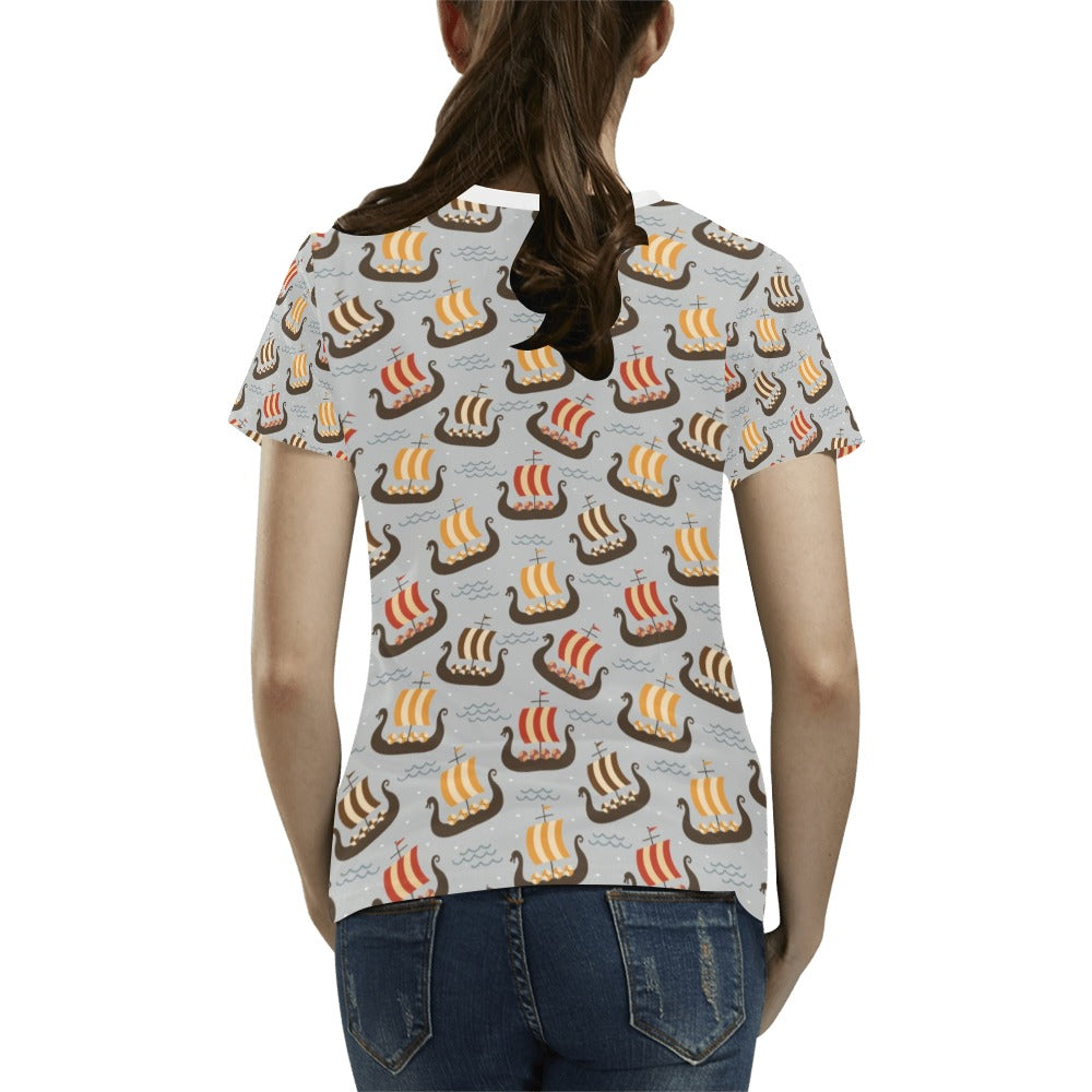 Vikings Print Design LKS308 Women's  T-shirt