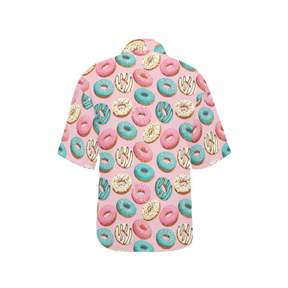 Donut Pattern Print Design DN06 Women's Hawaiian Shirt