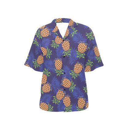 Pineapple Pattern Print Design PP02 Women's Hawaiian Shirt
