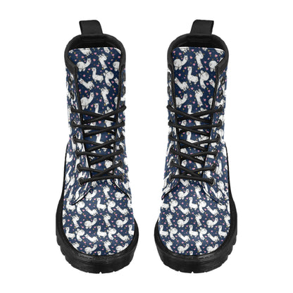 Alpaca Heart Star Design Themed Print Women's Boots