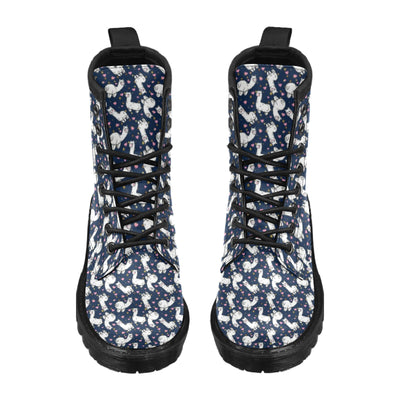 Alpaca Heart Star Design Themed Print Women's Boots