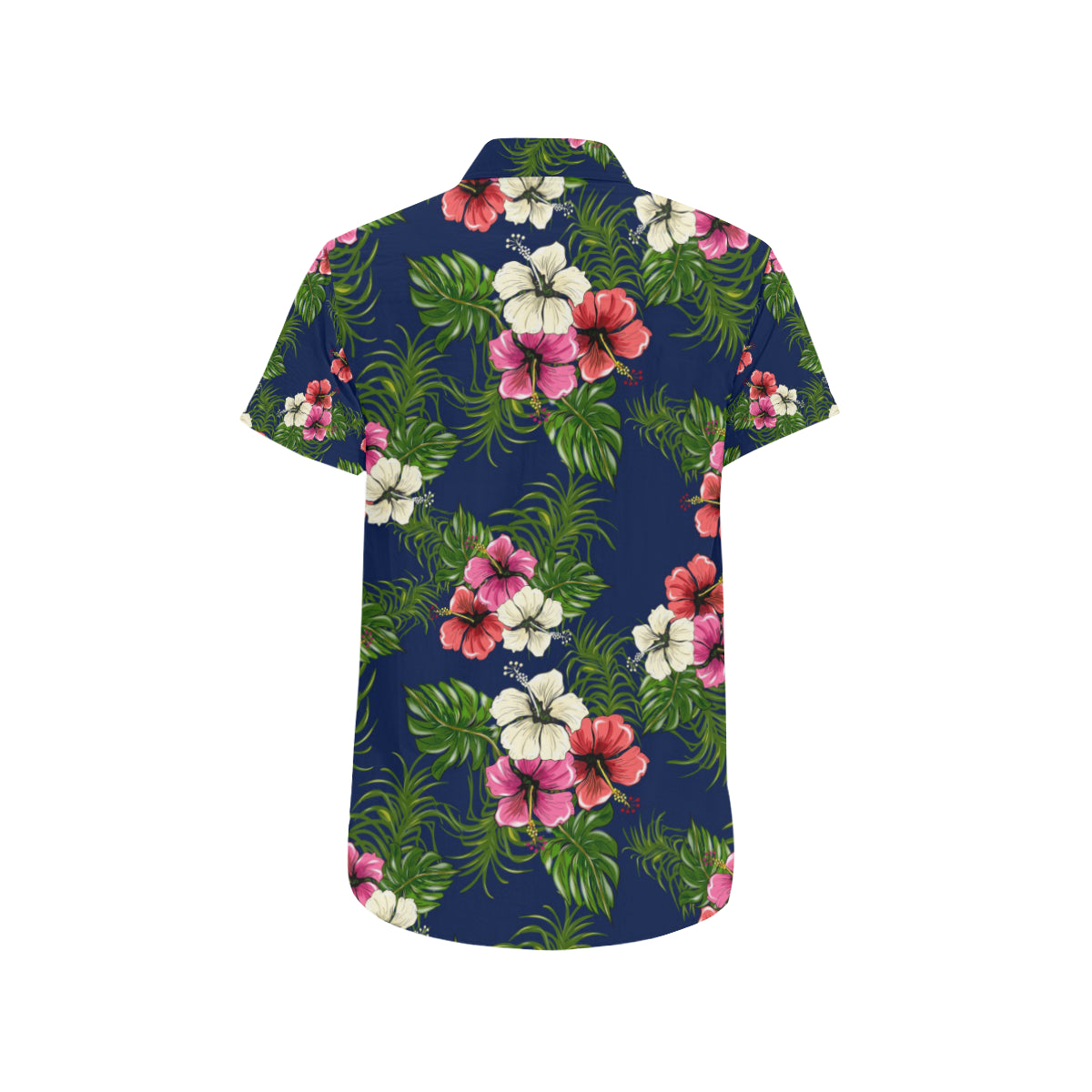 Hibiscus Pattern Print Design HB028 Men's Short Sleeve Button Up Shirt