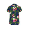 Hibiscus Pattern Print Design HB028 Men's Short Sleeve Button Up Shirt