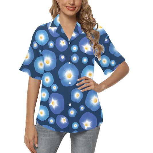 Morning Glory Pattern Print Design 02 Women's Hawaiian Shirt