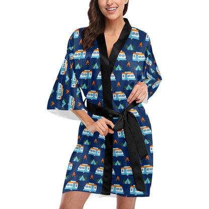 Camper Pattern Camping Themed No 3 Print Women Kimono Robe