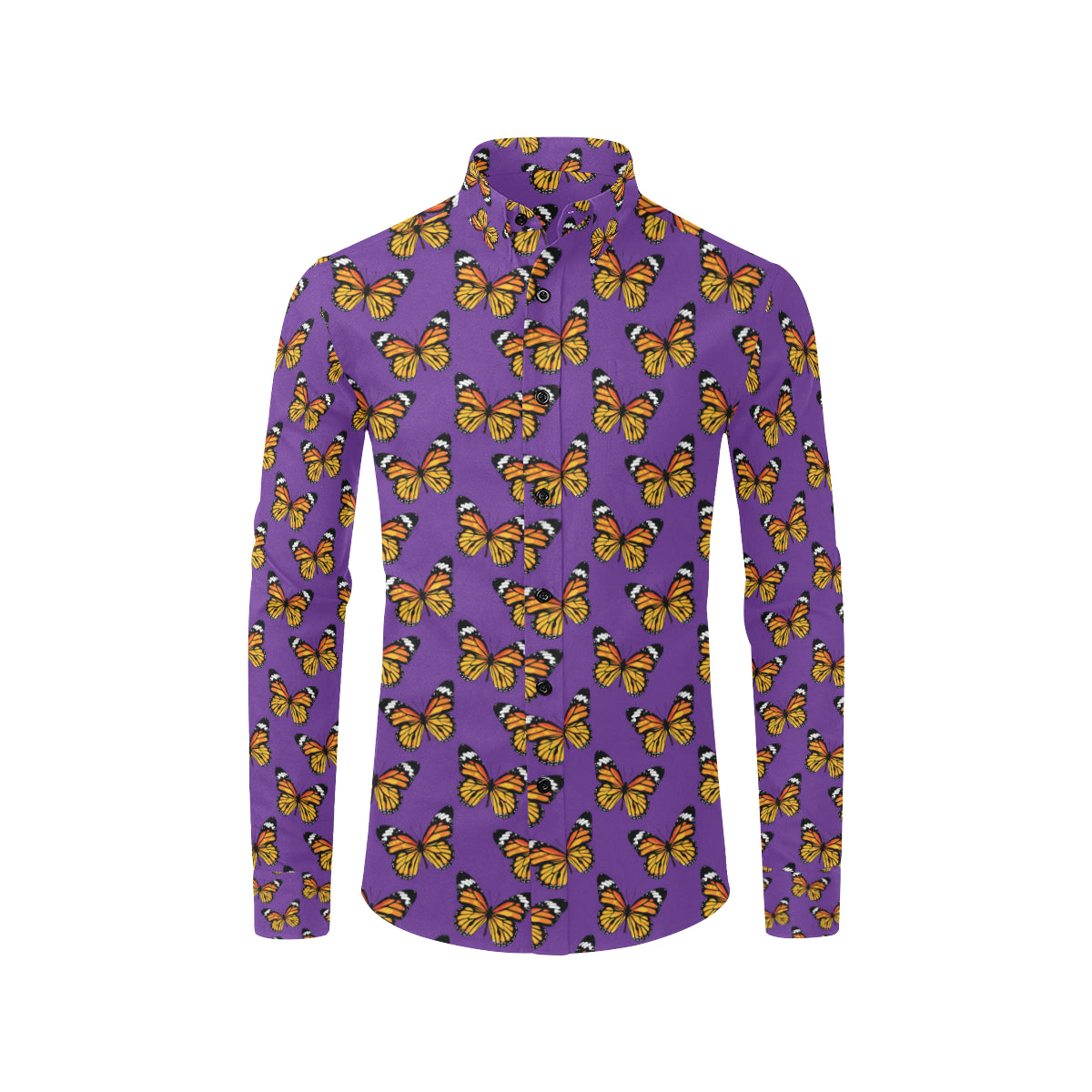 Monarch Butterfly Purple Print Pattern Men's Long Sleeve Shirt