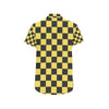 Checkered Yellow Pattern Print Design 03 Men's Short Sleeve Button Up Shirt