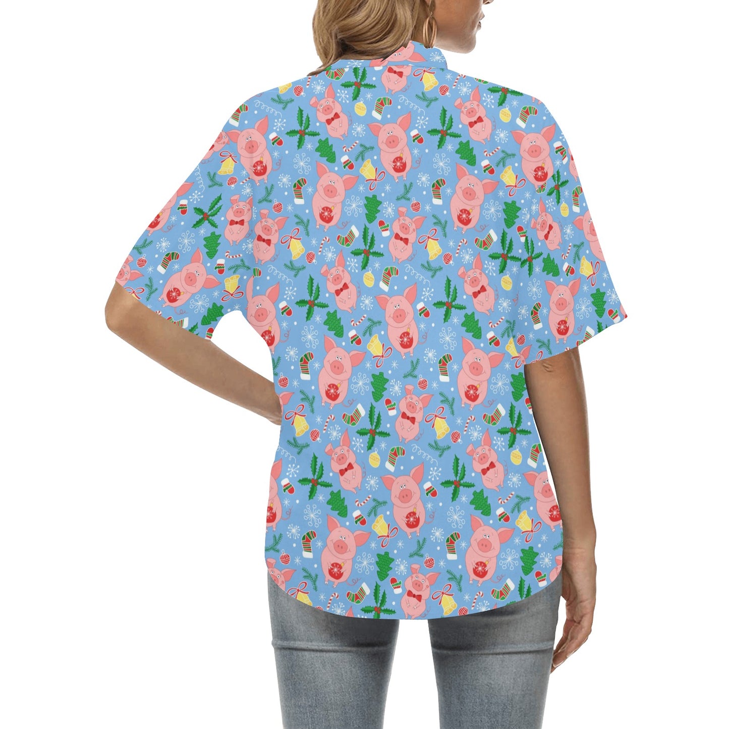 Pig Print Design LKS404 Women's Hawaiian Shirt