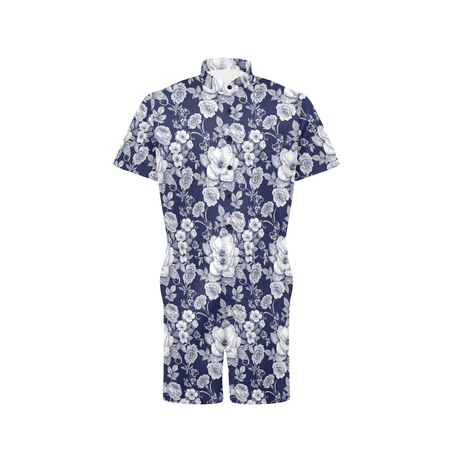 Floral Infrared Pattern Men's Romper