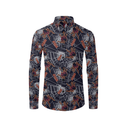 Tarantula Spiderwebs Pattern Print Design 01 Men's Long Sleeve Shirt