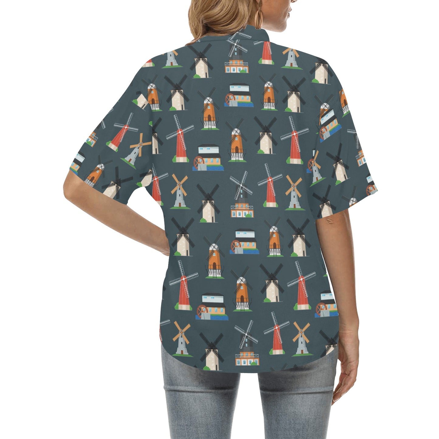 Windmill Pattern Print Design 04 Women's Hawaiian Shirt
