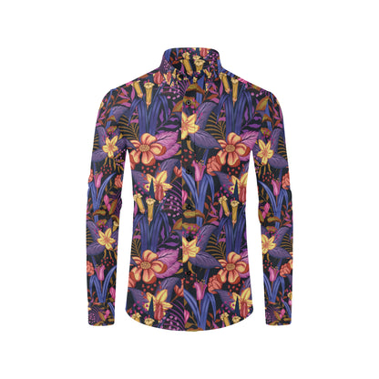 Lily Pattern Print Design LY016 Men's Long Sleeve Shirt