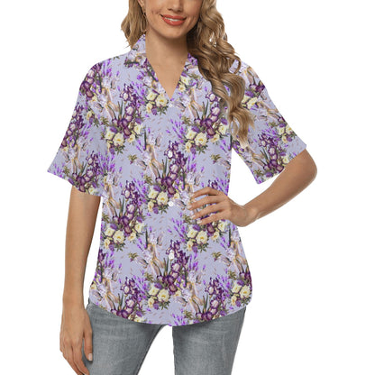 Iris Pattern Print Design IR07 Women's Hawaiian Shirt