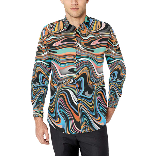 Liquid Pattern Print Design 02 Men's Long Sleeve Shirt