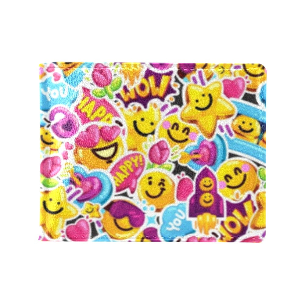 Emoji Sticker Print Pattern Men's ID Card Wallet