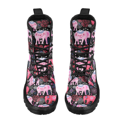Pink Elephant Pattern Women's Boots