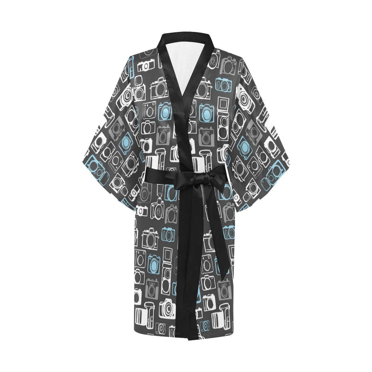 Camera Pattern Print Design 04 Women's Short Kimono