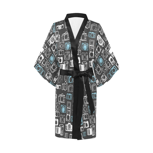 Camera Pattern Print Design 04 Women's Short Kimono