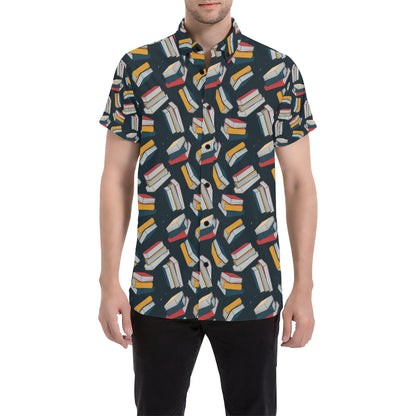 Book Pattern Print Design 07 Men's Short Sleeve Button Up Shirt