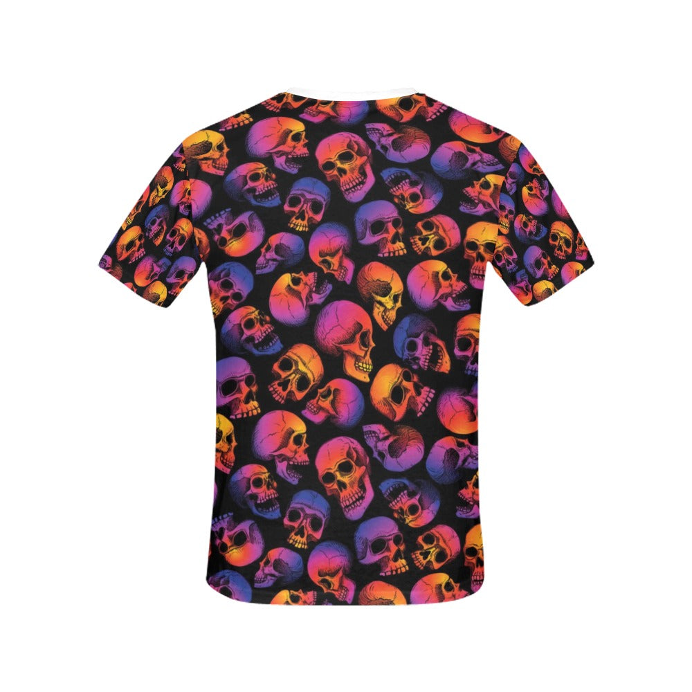 Skull Multicolor Print Design LKS3011 Women's  T-shirt