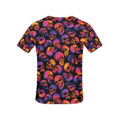 Skull Multicolor Print Design LKS3011 Women's  T-shirt