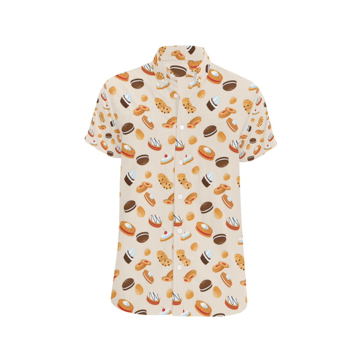 Biscuit Pattern Print Design 01 Men's Short Sleeve Button Up Shirt