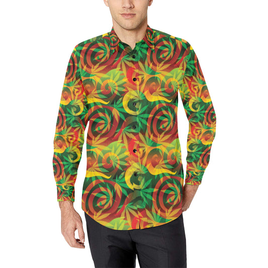 Rastafarian Pattern Print Design A01 Men's Long Sleeve Shirt