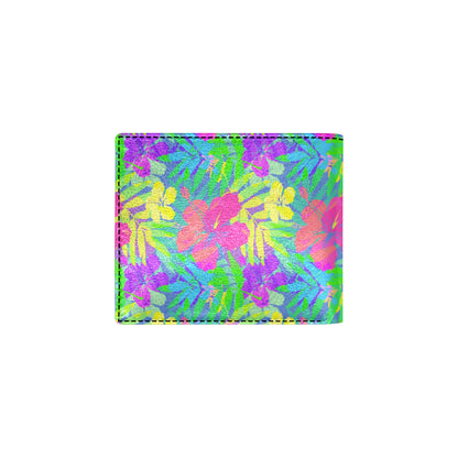 Neon Tropical Pattern Print Design A03 Men's ID Card Wallet