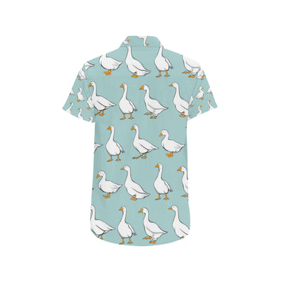 Goose Pattern Print Design 02 Men's Short Sleeve Button Up Shirt