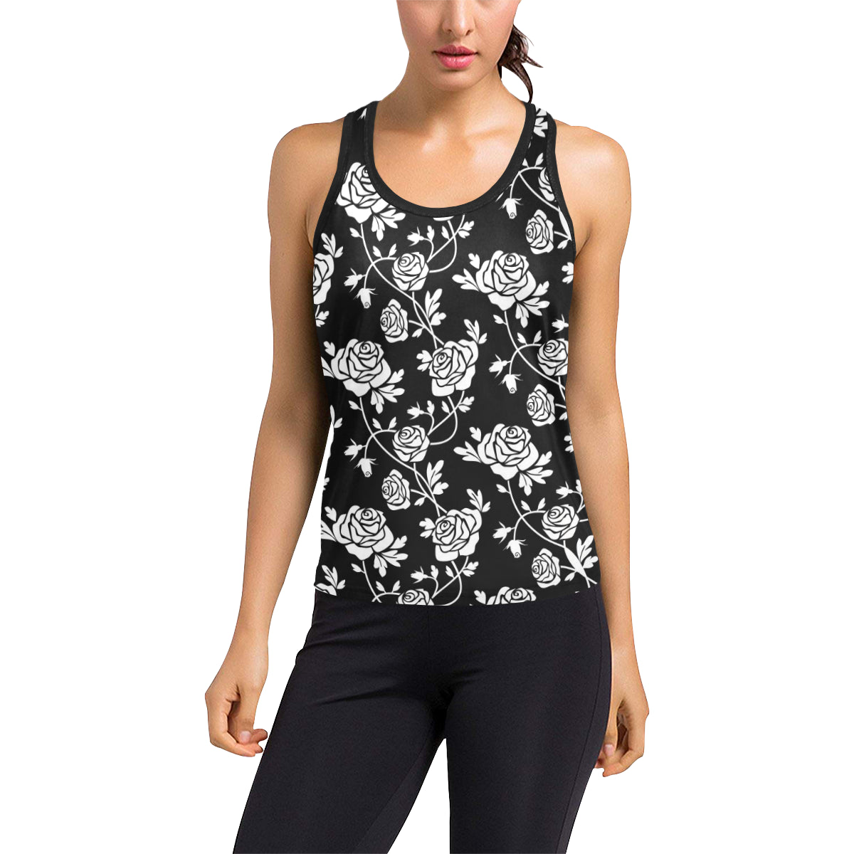 Rose Pattern Print Design RO013 Women's Racerback Tank Top