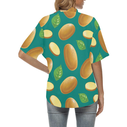 Potato Pattern Print Design A04 Women's Hawaiian Shirt