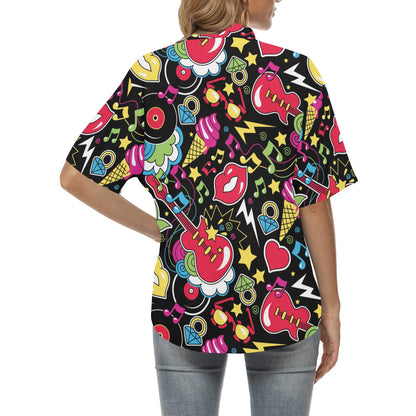 Pop Art Pattern Print Design A04 Women's Hawaiian Shirt