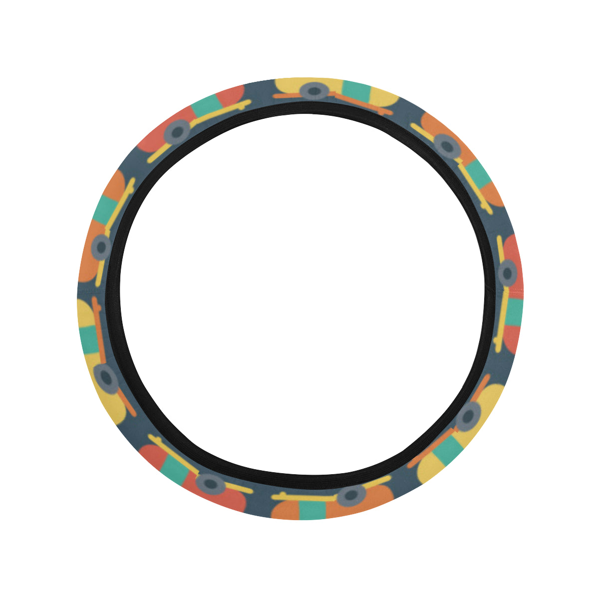 Camper Pattern Print Design 02 Steering Wheel Cover with Elastic Edge