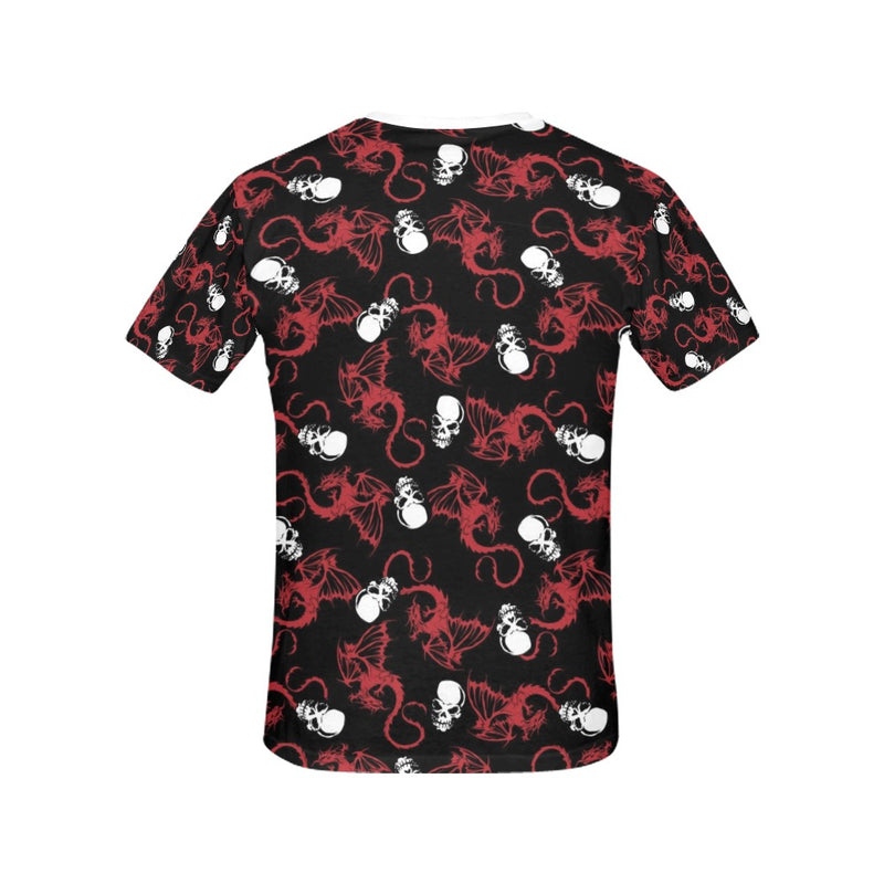 Skull With Red Dragon Print Design LKS304 Women's  T-shirt