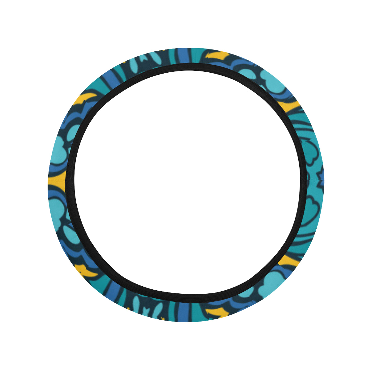 Kaleidoscope Pattern Print Design 04 Steering Wheel Cover with Elastic Edge