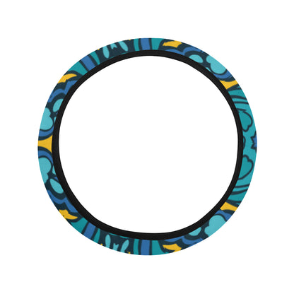 Kaleidoscope Pattern Print Design 04 Steering Wheel Cover with Elastic Edge