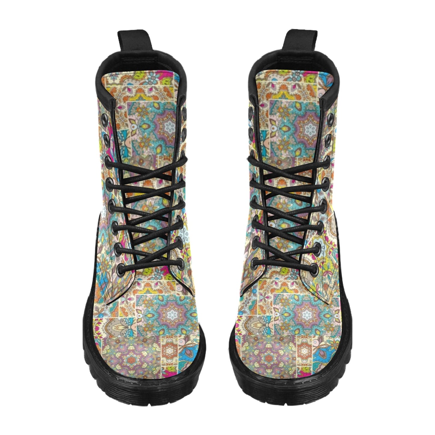 Patchwork Print Design LKS402 Women's Boots