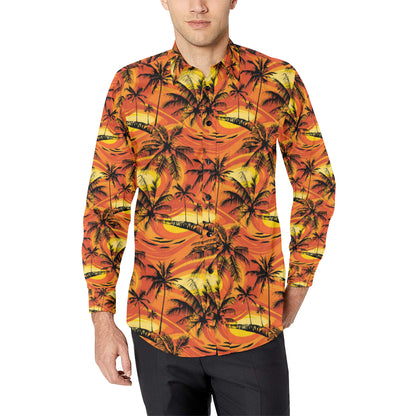 Palm Tree Pattern Print Design A02 Men's Long Sleeve Shirt