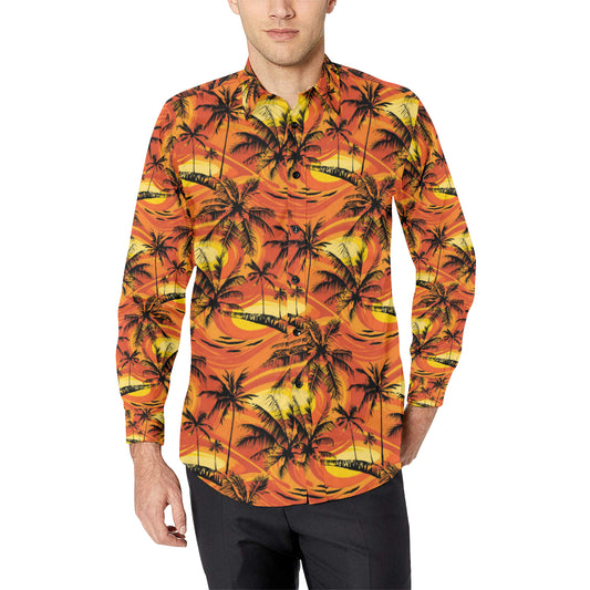 Palm Tree Pattern Print Design A02 Men's Long Sleeve Shirt