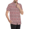 Native American Themed Tribal Print Men's Short Sleeve Button Up Shirt