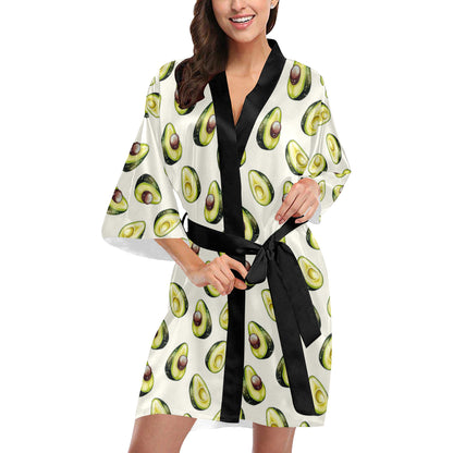 Avocado Pattern Print Design 01 Women's Short Kimono