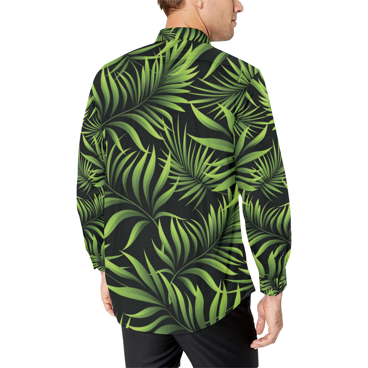 Palm Leaves Pattern Print Design PL07 Men's Long Sleeve Shirt