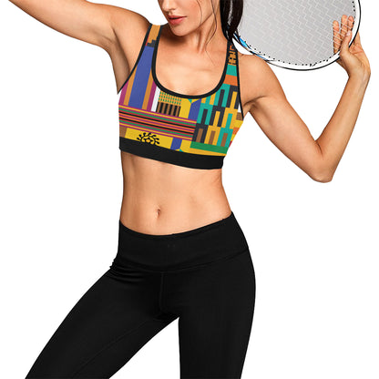 Kente Pattern Print Design 03 Sports Bra