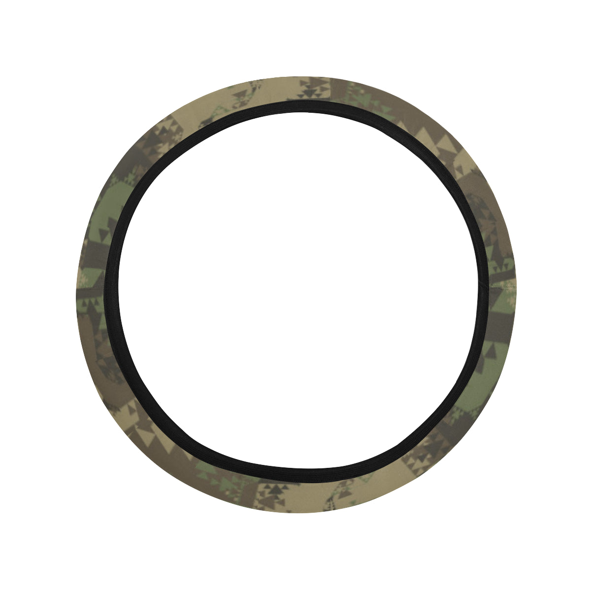 Camouflage Aztec Green Army Print Steering Wheel Cover with Elastic Edge