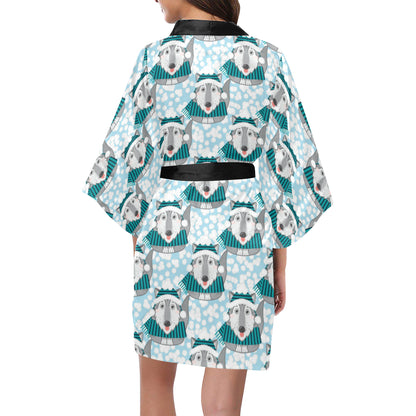 Alaskan Malamute Pattern Print Design 01 Women's Short Kimono
