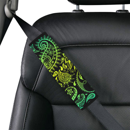Paisley Green Design Print Car Seat Belt Cover