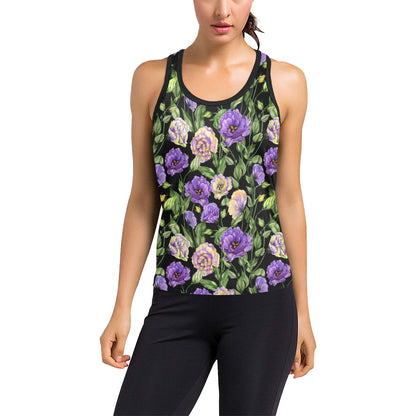 Lisianthus Pattern Print Design LT02 Women's Racerback Tank Top