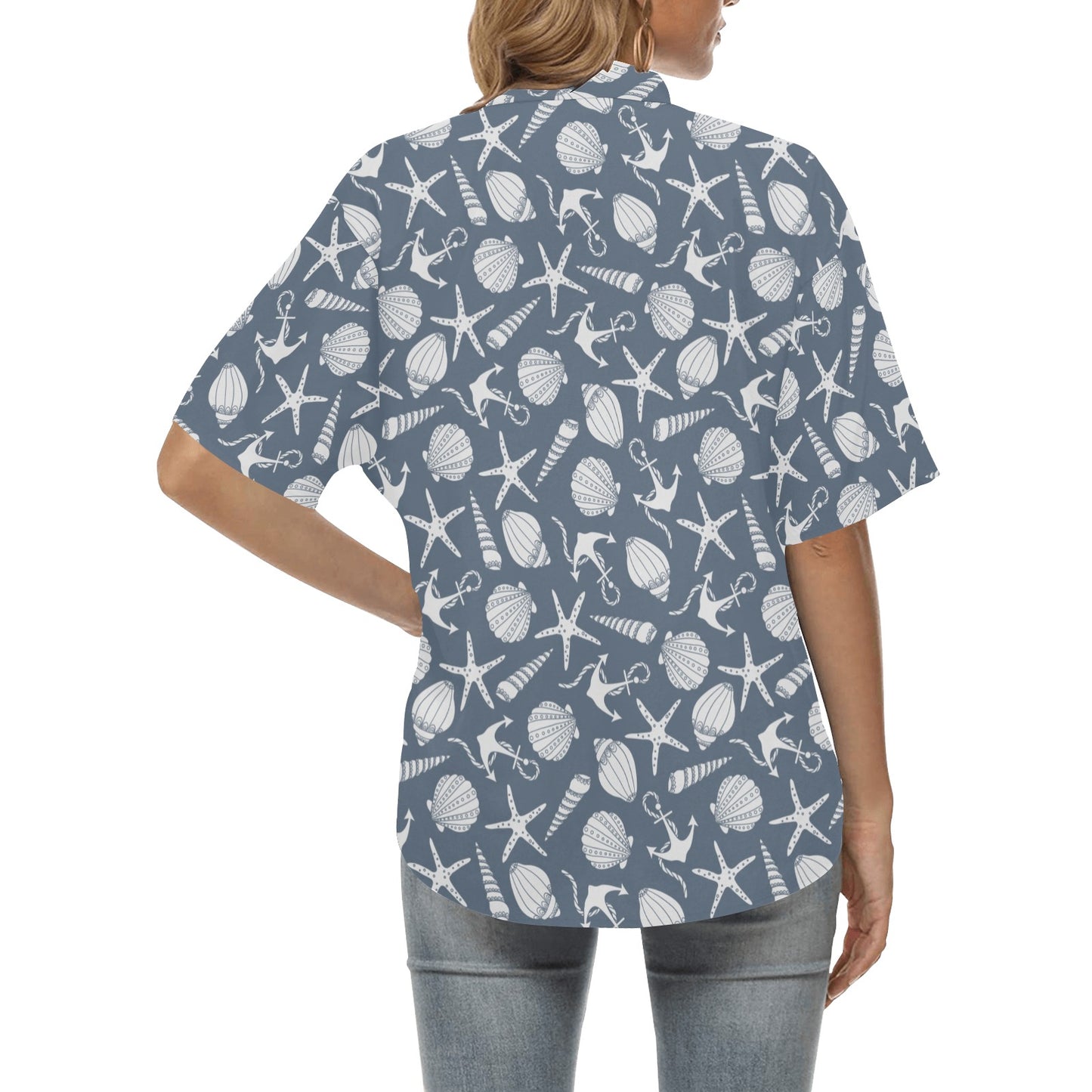 Seashell Print Design LKS306 Women's Hawaiian Shirt
